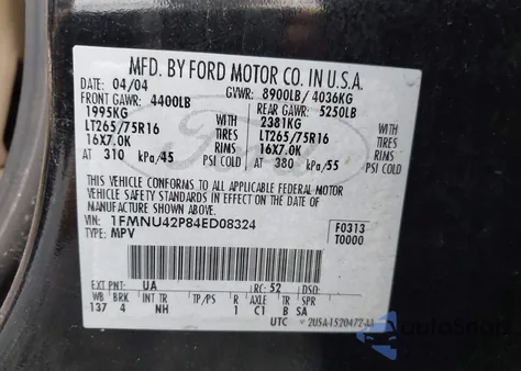 2004 Ford Excursion Limited z USA, uszkodzony, nr VIN 1FMNU42P84ED08324